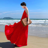 2025 Seaside vacation dress big halter dress high atmosphere photo Muse wear sexy fairy suit skirt