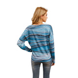 NAMCOVERSE New 2025 new  women's clothing  women's top printed lace-up long-sleeved crew neck sweater women