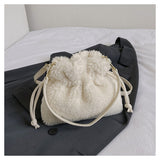 NAMCOVERSE 2025 autumn and winter new granular lamb wool portable bucket bag simple versatile drawstring design lucky bag change bag