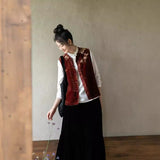New Chinese-style vest autumn outer female, embroidered velvet vest, Zen versatile vest, vest top B0851