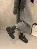 2025 Sweet and cute Mary Jane Mao Mao shoes female winter popular new fairy gray single shoes velvet warm cotton shoes