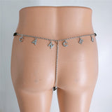 2025 Fb2110  stainless steel twelve constellation rhinestone letter pendant waist chain underwear integrated combination thong chain