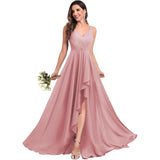 2025 2025 evening dresses fashionable new bridesmaid dresses with split ends long A-shaped pleated chiffon formal dresses