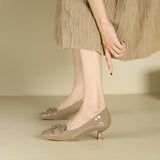 2025 433-5 Red high heels for women 2025 women's autumn new square head thin heels single shoes not tired feet solid color banquet shoes for women