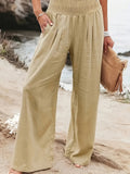 New Spring and Summer   Cross Border Women's Casual Style Cotton Distressed Wide Leg Loose Trousers for Women