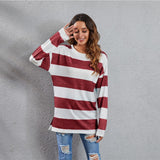 NAMCOVERSE Spring and summer new products   2025 crew neck multi-color striped sweater long-sleeved plush pullover T-shirt casual, women