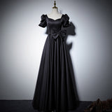 2025 Black evening dress  new high-end satin Popular style banquet host art test dress temperament celebrity dress