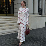 2025 temperament printed horn sleeve dress women,  style autumn and winter new sexy casual temperament long dress