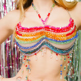 2025 Q5068Y  vest fashion beaded Bra neck top small vest body chain chest chain