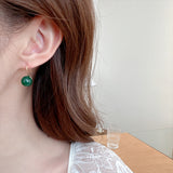 2025 New Chinese style imitation chalcedony jasper ear hook retro high-end earrings popular new temperament white earrings tide