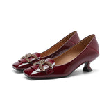 2025 433-5 Red high heels for women 2025 women's autumn new square head thin heels single shoes not tired feet solid color banquet shoes for women