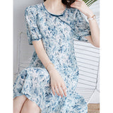2025 Chinese style printed cheongsam silk dress  summer new temperament thin mulberry silk medium and long dress children