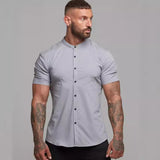 NAMCOVERSE 2025 Lanting short-sleeved stand-up collar solid color shirt