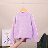 Sweater children's and girls' sweater pullover crew neck autumn and winter thick  new children's knitted sweater bottoming shirt