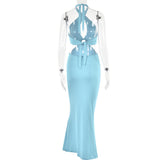2025 New  summer hot-selling new dresses, sexy and fashionable splicing neck straps halter dress
