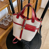 NAMCOVERSE 2025 Niche design retro canvas portable bucket bag women's popular new ins fashion shoulder vegetable basket messenger bag