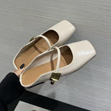 2025 Flat-bottomed bag head, half slippers, women's outer wear, spring and summer with skirts, cool slippers, gentle temperament, Mary Jane single shoes