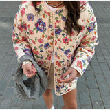 NAMCOVERSE 2025 Retro long-sleeved quilted printed cotton clothes popular  New fashion women's autumn and winter single-breasted warm jacket