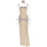 2025 wish hot new sexy fashion high-end slim tube top backless splicing fishtail dress long dress