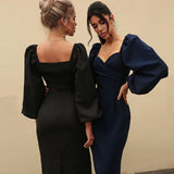 European and American Style New New Hot Trade Summer Women's Long Sleeve off-Shoulder Sexy Backless Slim Fit Dress Women