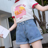 High Waist Black Denim Shorts Female Summer Student Curling Loose Slimming A- line Wide Leg Pants Hot Pants Korean Fashion