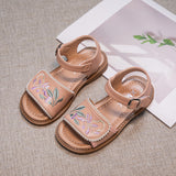 NAMCOVERSE  Girls' Han Chinese Costume Sandals  Summer New Children's Breathable Shoes Casual Shoes Medium and Big Children's Antique Embroidered Shoes