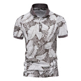 NAMCOVERSE 2025 Men's  summer new leaf print top men's short-sleeved lapel Popularan size trendy POLO shirt wholesale