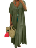 NAMCOVERSE Spring and Summer European and American Wish  New V-neck Irregular Multi-Color Multi-Size Long Large Hem Dress