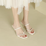 2025 SX-V7 one-word high-heeled slippers women's 2025 women's summer new square-headed thin-heeled cool slippers pinch-toed sandals women