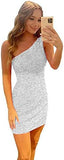 2025 Sequin heavy industry dress popular new 2025 one-shoulder sexy fashion split fashion trend small dress