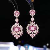 2025 Heavy industry court style personality fashion temperament flower earrings s925 silver needle banquet dress light luxury design earrings