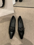 2025 Brown pointed single shoes women's shoes spring and autumn popular new commuting versatile light mouth one pedal soft flat bottom ladyshoes