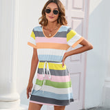 NAMCOVERSE Real spot 2025  crew neck striped printed onesie jumpsuit short sleeve pajamas casual dress