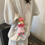 NAMCOVERSE 2025 Cartoon knitted small bag new trendy fashion popular little girl cute ugly cute shoulder bag niche design messenger bag