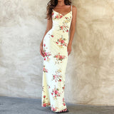 2024 Summer Hot Trade  Sexy Beach Vacation Style Long Printed Sleeveless Dress Women's Clothing Pg973