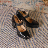 2025 8399-5 Waterproof table high heels women's 2025 autumn new thick heel square head  one-word Ma Lizhen shoes women