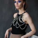 L4805Y 2025 New exquisite jewelry body chain metal chain multi-layer fringed pearl pendant fashion body chain