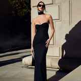 2025 wish hot new sexy fashion high-end slim tube top backless splicing fishtail dress long dress