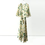 2025 Silk fishtail skirt, ruffle edge floral dress , mulberry silk dress  women's new summer