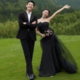 2025 light wedding dress  new bride light luxury high-end fishtail tube top certificate engagement dress female spring