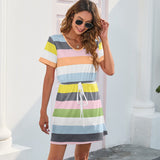 NAMCOVERSE Real spot 2025  crew neck striped printed onesie jumpsuit short sleeve pajamas casual dress