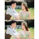 2025Suspender light wedding dress  advanced sense  gentle temperament small fragrant wind photo green fairy colored yarn host