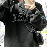 NAMCOVERSE 2025 Black bag women's hip-hop trendy cool personality chain bag shoulder crossbody semi-round saddle bag  new women's bag