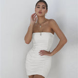 Spring and Summer New 2024 European and American Women's Clothing Sexy Tube Top Nightclub Ruffle Hip Dress 8505