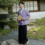 Guofeng jacket, new Chinese cotton clothes, women's cotton-padded clothes and cotton pants 221022 young top, wide-leg cotton 90988A.