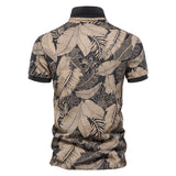 NAMCOVERSE 2025 Men's  summer new leaf print top men's short-sleeved lapel Popularan size trendy POLO shirt wholesale