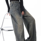 Ken Studio Early Autumn 2023 New Retro Washed Wide-Leg Jeans Women's High Waist Design Mop Pants Pants