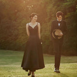 2025 black suspender evening dress retro Hepburn style theme photography clothing elegant temperament location photo dress