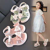 NAMCOVERSE  Girls' Sandals Summer New Soft Soled Princess Shoes Fashionable Stylish Little Girls' Shoes Open Toe Bow Girls' Shoes