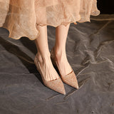 2025 5162-7 Sexy wedge heels women's 2025 spring new pointed crystal princess shoes banquet single shoes women
